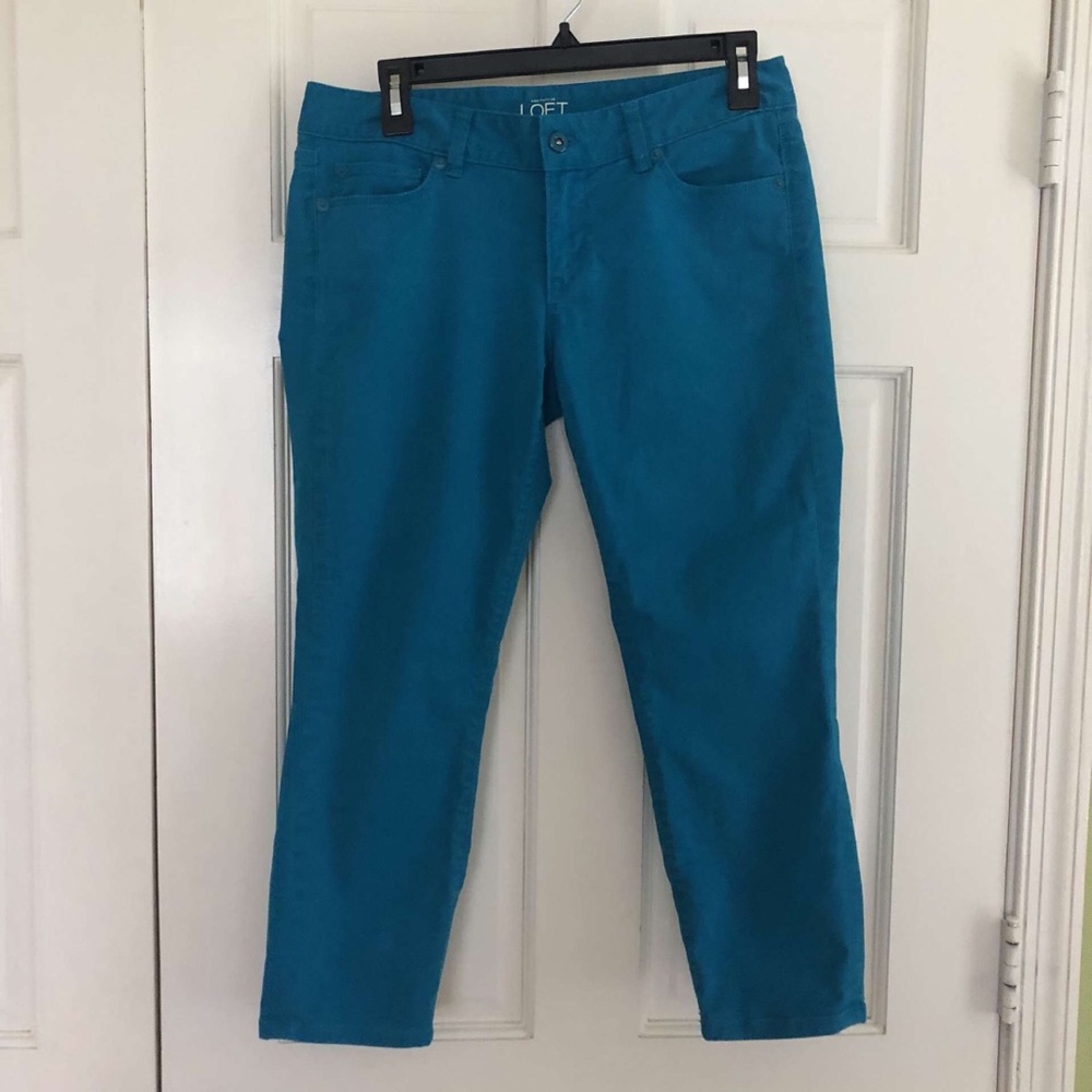 Ann Taylor Loft Teal Modern Crop Capris Size 4